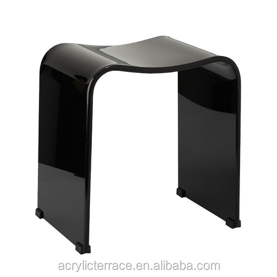Elegant Ergonomically Shaped Wave Black Acrylic Shower Bench