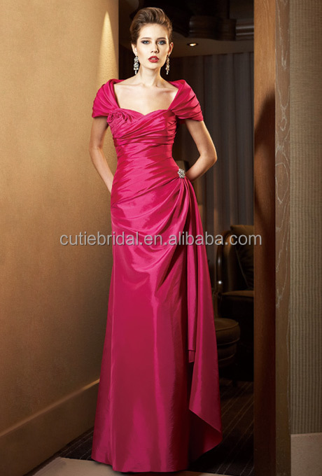 魅力的な赤の母花嫁のドレスキャップスリーブの母花嫁のドレス02b-m問屋・仕入れ・卸・卸売り