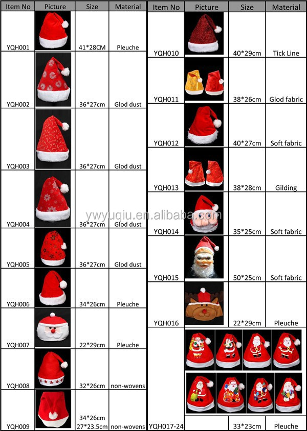 2016熱い販売義烏メーカークリスマス帽子で不織布クリスマスクラフトクリスマス装飾仕入れ・メーカー・工場