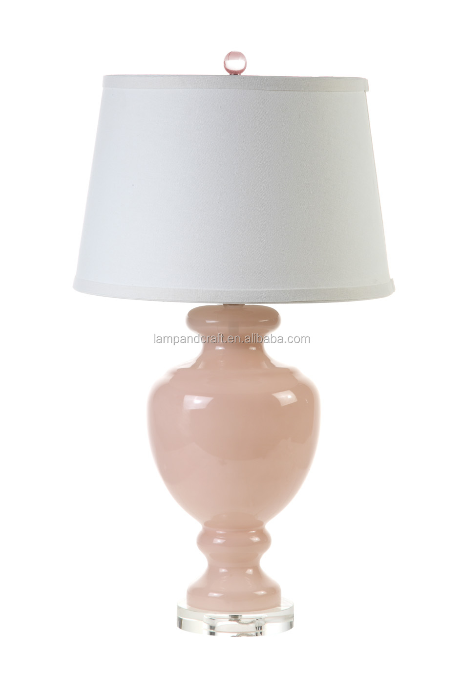 Op voorraad wijn rood glas tafellamp met witte stof lampenkap voor ...