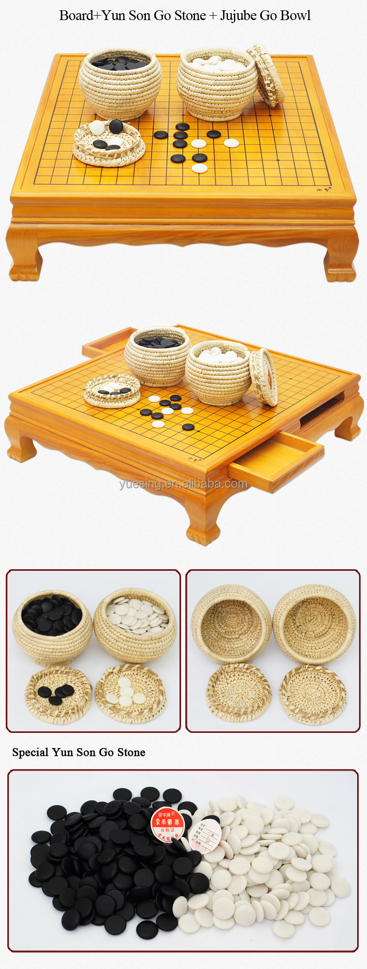 碁ゲームセットweiqiゲームスプルースと碁盤引き出し付き木製の豪華な仕入れ・メーカー・工場