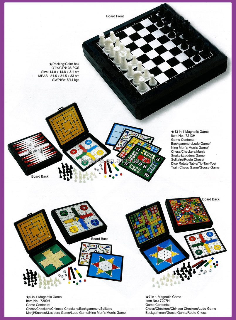 チェス+backgammn+チェッカー+他のゲームで13日1複数磁気ゲームセット仕入れ・メーカー・工場