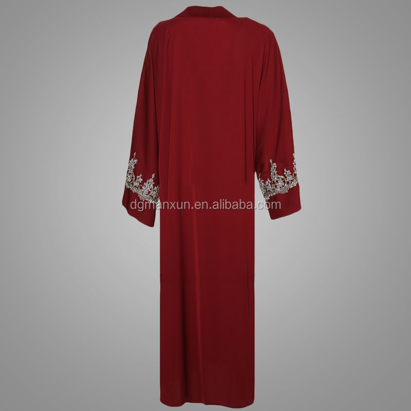 2017 custom embroidered open front abaya latest fashion red dubai kimono dress