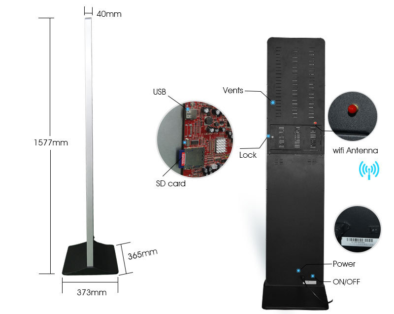 21.5型ショッピングモール液晶テレビタッチスクリーンの広告ディスプレイフロアスタンドモールのためのパンフレットホルダー付き仕入れ・メーカー・工場