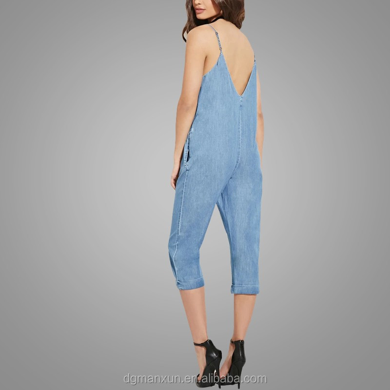 Custom Made Cami Jumpsuit Jeans Casual Loose Chambray Jumpsuit 2016 New Fashion Apparel (4).jpg