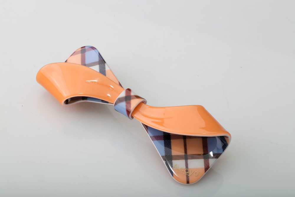 多色対称チェック柄ヘアアクセサリー卸売レディースプラスチック弓バレッタ仕入れ・メーカー・工場