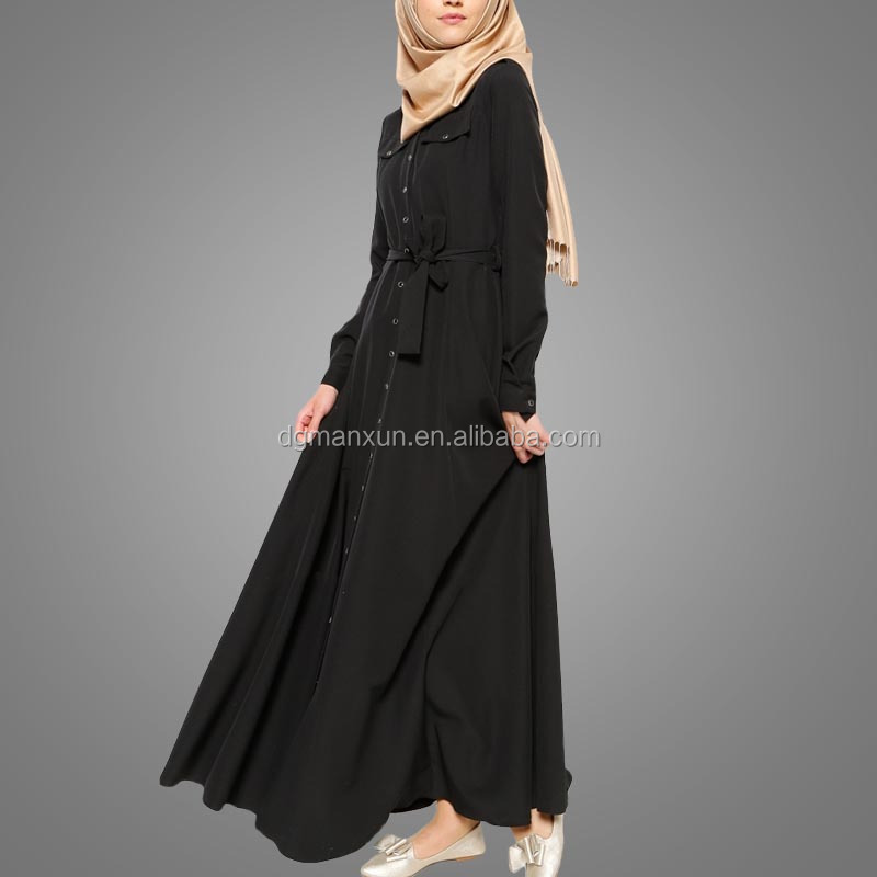 Fashion dubai black abaya new models sexy saudi girls image buttons abaya no see through muslim dre (8).jpg