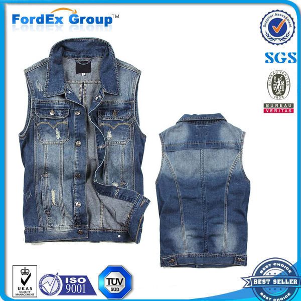 wholesale no sleeve denim jacket men, View no sleeve denim jacket
