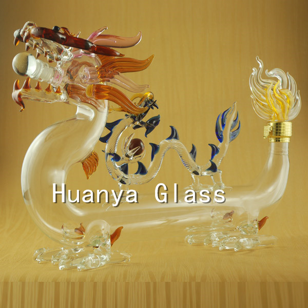 Hy-0024竜形のガラスのワインボトル卸売/の動物形のガラスびん/ドラゴンアートワインボトル問屋・仕入れ・卸・卸売り