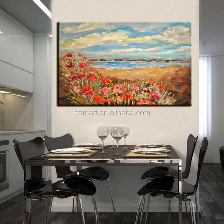 Nieuwste collectie handgemaakte bloem olieverf unieke woonkamer ... Woonkamer wanddecoratie kunst