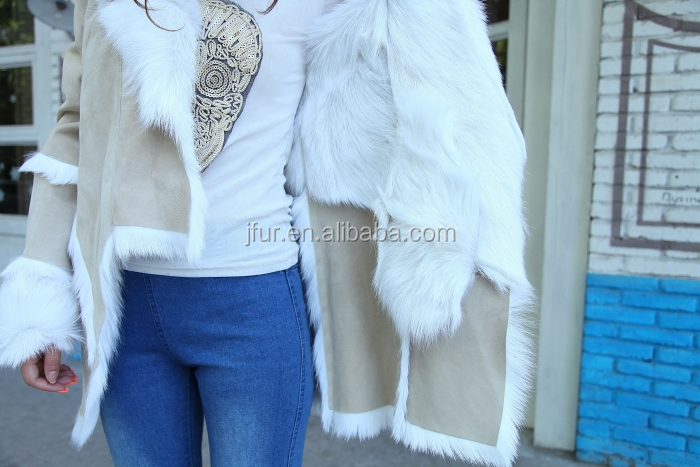 新しいフラッシュスタイルレックスウサギの毛皮と革ジャケット女性のウサギの毛皮のドレスダブルフェイス毛皮コート仕入れ・メーカー・工場