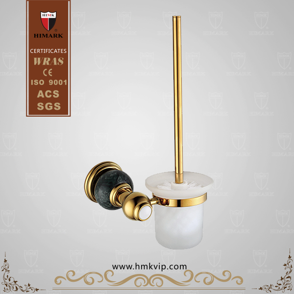 Gold coloured bathroom accessories toilet brush holder
