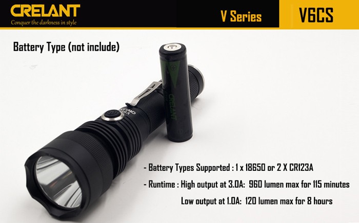 Crelant V6CS 10 ワット cree クール/中立xm-l2 led 960 ルーメン無電極調光led戦術懐中電灯仕入れ・メーカー・工場