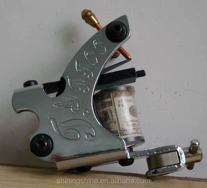 Retro Tattoo Guns Coil Battery Powered Tattoo Machines Silver Frames