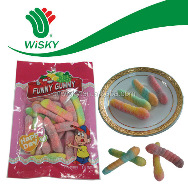 Halal Sugar Coated Sour Gummy Worm Candy View Gummy Worm Wisky Product Details From Guangdong