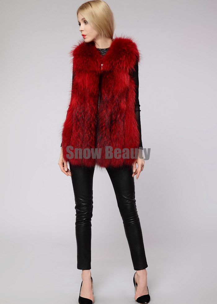 luxury raccoon fur vest middle long women (14).jpg