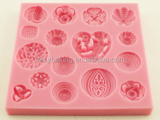Wholesale custom 3D button silicone molds for fondant cake decorating