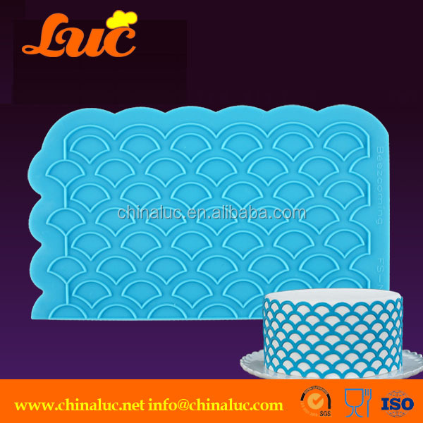 Scalloped lattice mold 3D cake stencil for cake decorating or any arts & crafts project silicone onlay molds fondant