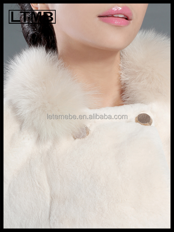 新しい設計女性のltmb2014年rexのウサギの毛皮のキツネの毛皮の襟ジャケット新女性のためのファッションコート問屋・仕入れ・卸・卸売り