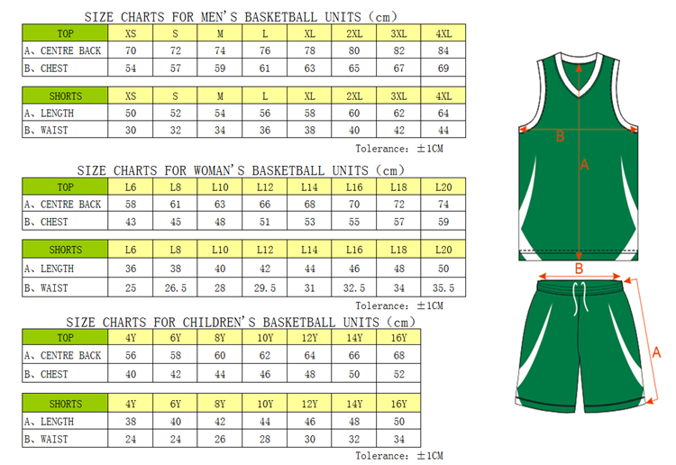adidas basketball size chart