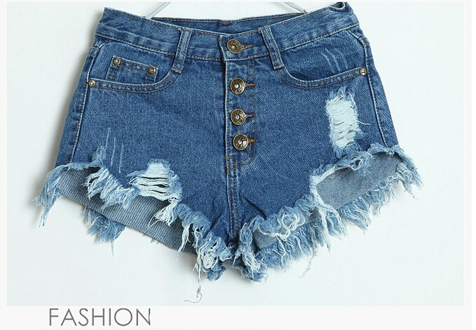 女の子の夏のファッションの女性ヴィンテージ2015ハイウエストデニム穴破れたジーンズショートパンツパンツs-xl仕入れ・メーカー・工場