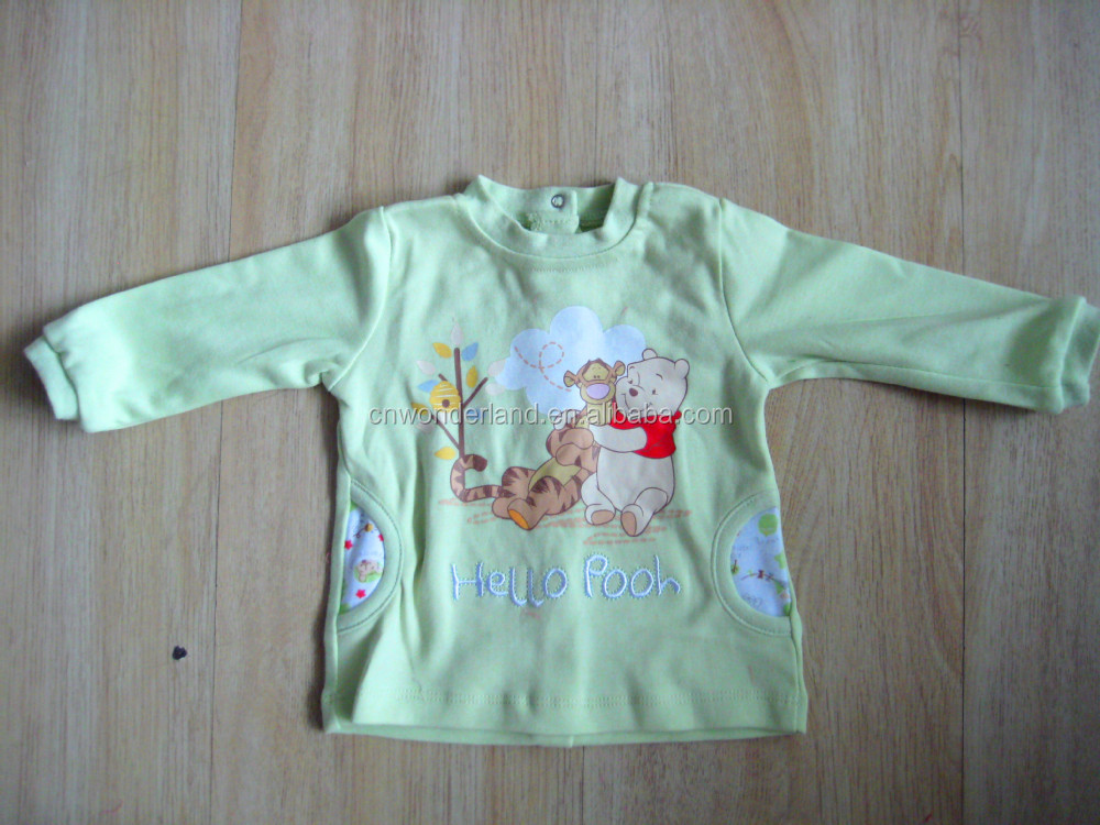 春秋は、 赤ん坊の漫画のキャラクターベビーロング小ビールの綿プリントのベビー少年t- シャツ仕入れ・メーカー・工場