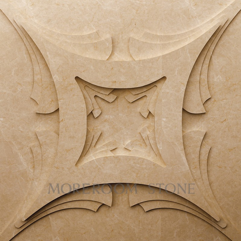 ML-A005 Chinese Marble Beige Marble Stone Wall Tiles 3D decoration CNC Wall Panel Backed ceramic Tiles MOREROOM Stone-1.jpg