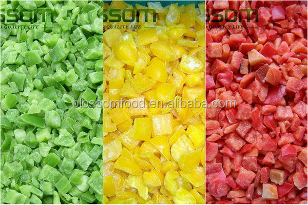 China frozen vegetables IQF red or green or yellow bell color pepper