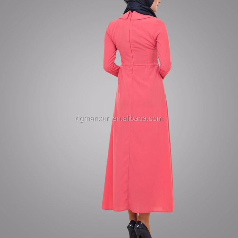Latest Design Muslim Dress Beauty Abaya Turkey Round Neck Elegant Long Dress (4).jpg