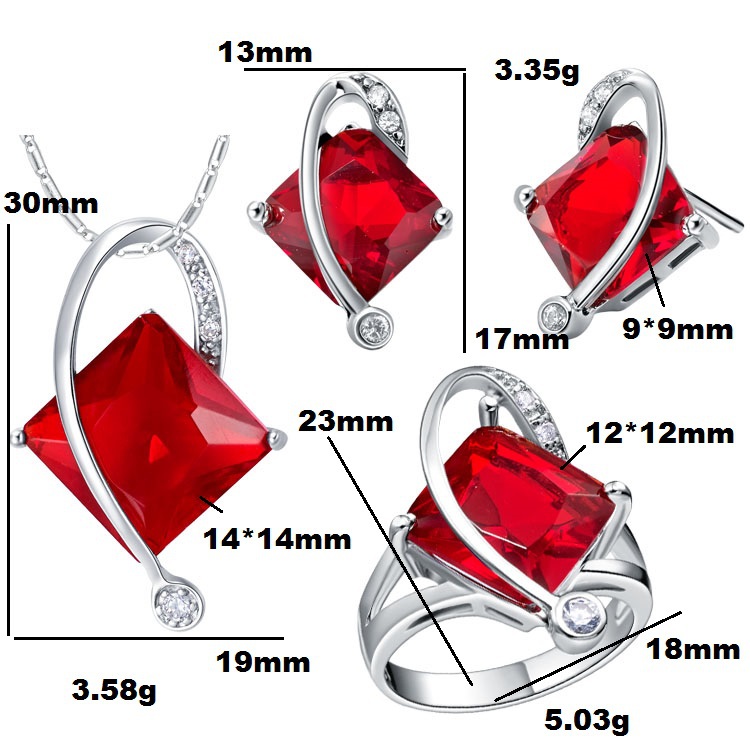 Wholesale Jewelry Sets 925 Sterling Silver Zirconia Fashion Romantic Wedding Accessories Square Amethyst Crystal For Girls Gifts