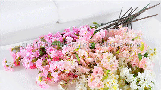 新しいデザインlf0819072014年人工桜の枝/高模倣桜の枝販売のための屋内仕入れ・メーカー・工場