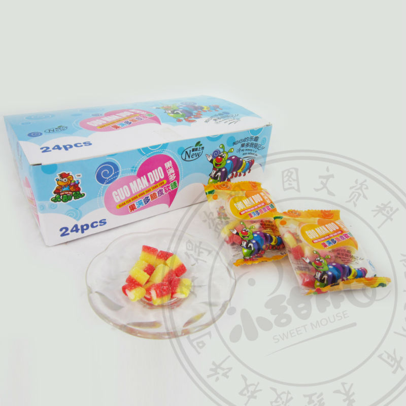Double color sour gummy candy filled powder