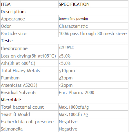 100% Natural High Quality Cocoa Extract Powder 10% 20% theobromine/Cocoa Extract Powder theobromine