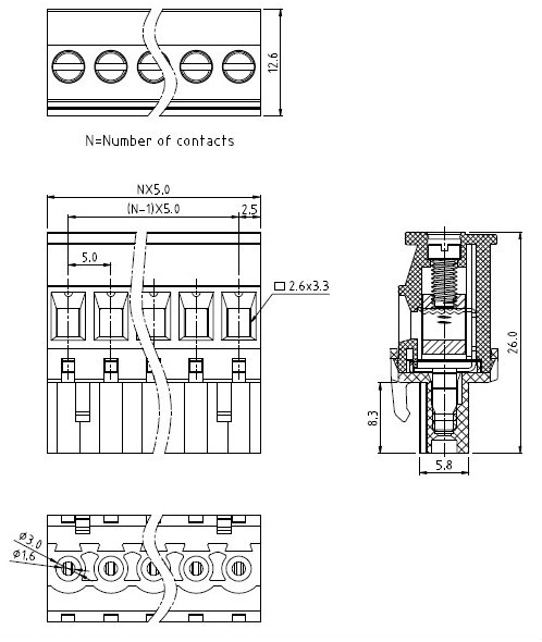 プラグ- でネジ端子台コネクタ、 端子ブロックプラグ、 電気端子台ul94-v05.0ミリメートル、 5. 08ミリメートル、 7.62mmピッチ仕入れ・メーカー・工場