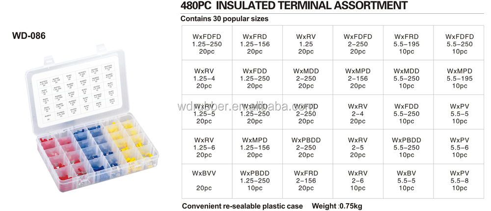 Wangdawd-086売れ筋480pcワイヤー端末の品揃え、 端子キット。仕入れ・メーカー・工場