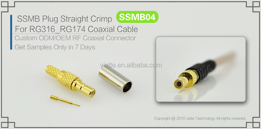 Smcメスr/aへssmbオス圧着rg316_rg174用同軸ケーブルのコネクター仕入れ・メーカー・工場