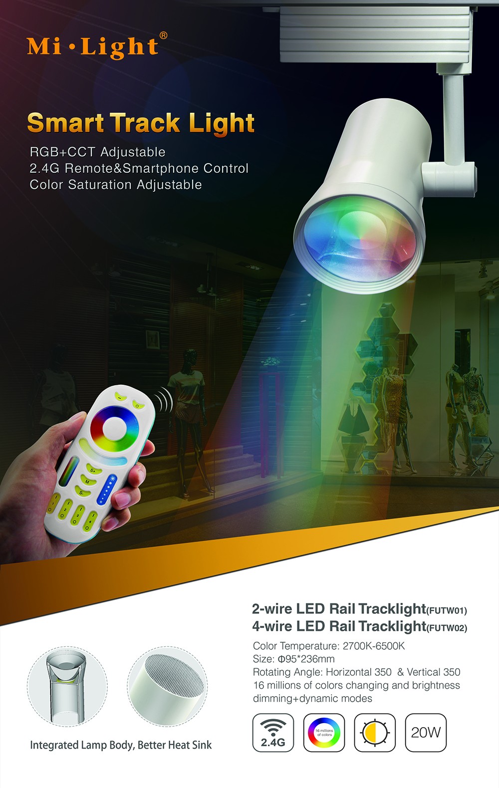 Mall/bar Hot Selling 25w Rgbw Track Light,350 Horizon