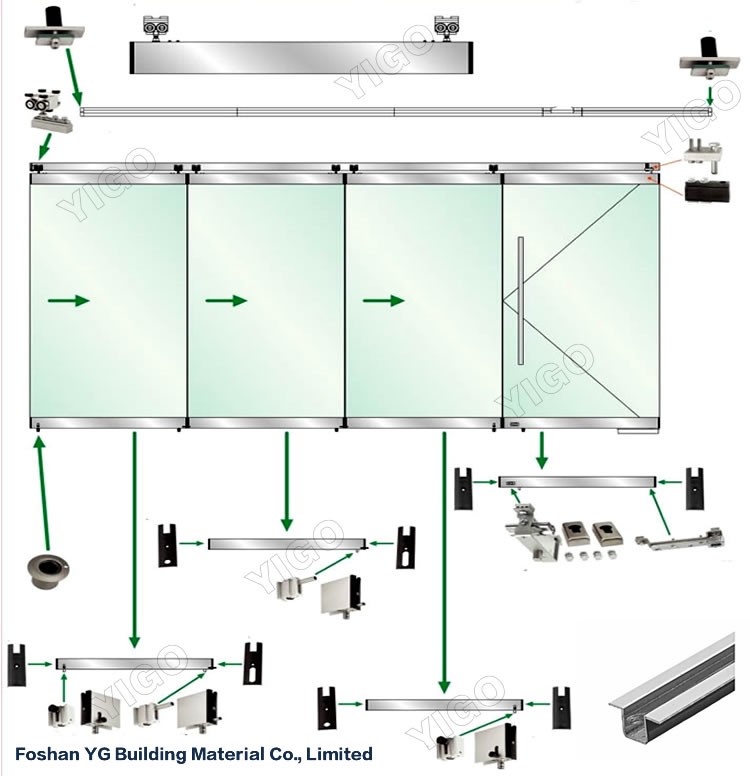 Frameless Glass Folding Door,Hydraulic Bi Fold Hangar Door - Buy