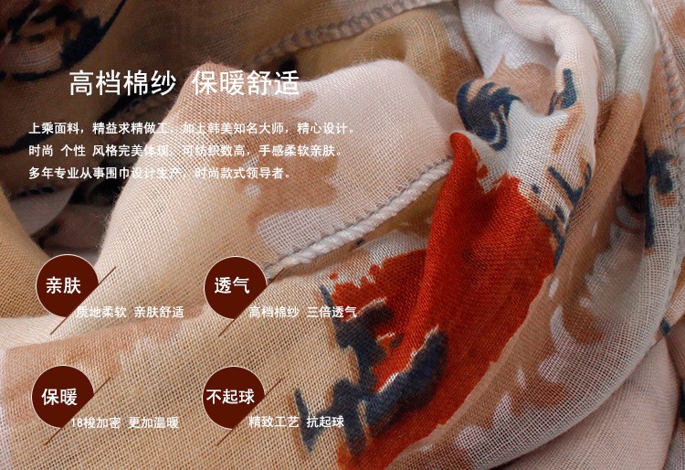 南韓国綿プリントファッションスカーフ2016独占新しいネットワーク販売スカーフ卸売仕入れ・メーカー・工場