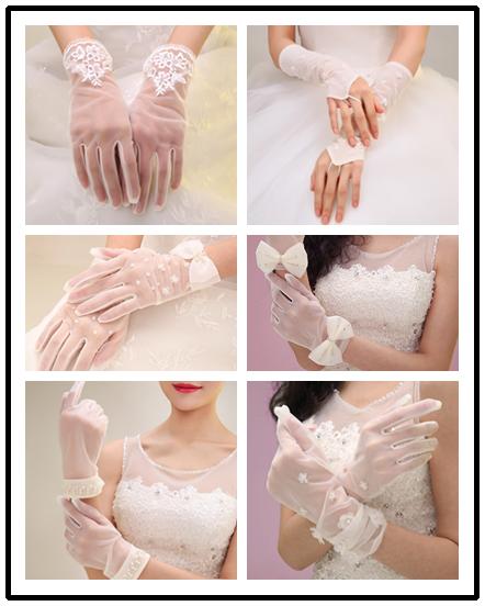刺繍チュールのかぎ針編みのレースの結婚式の手袋問屋・仕入れ・卸・卸売り