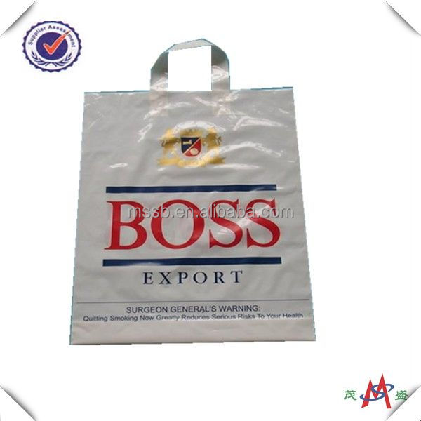 HDPE plastic shopping T-shirt handle bag on roll with 2 colors printing