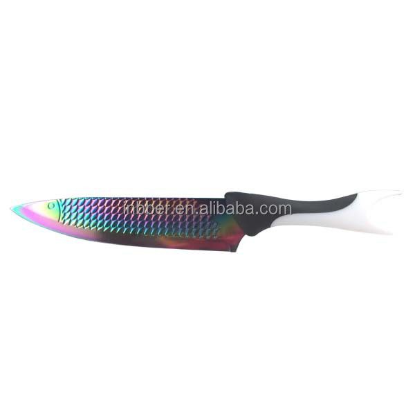 (bk204) 新しい魅力的なデザインステンレス鋼の目標メッキ魚の形5個台所ナイフ問屋・仕入れ・卸・卸売り