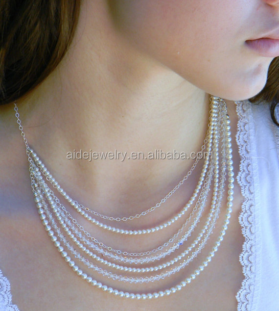 結婚式のブライダルジュエリーパールネックレスイヤリングブレスレットクリスタルクレア真珠の結婚式の宝石類の宝石セット問屋・仕入れ・卸・卸売り