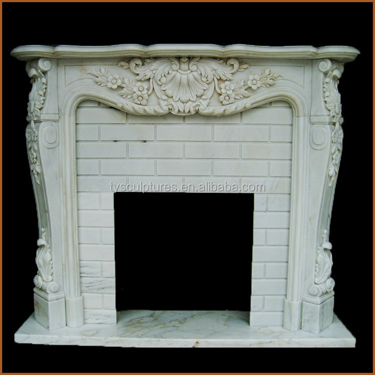 Beautiful Modern Carved Fireplace Mantel Used White Marble Stone