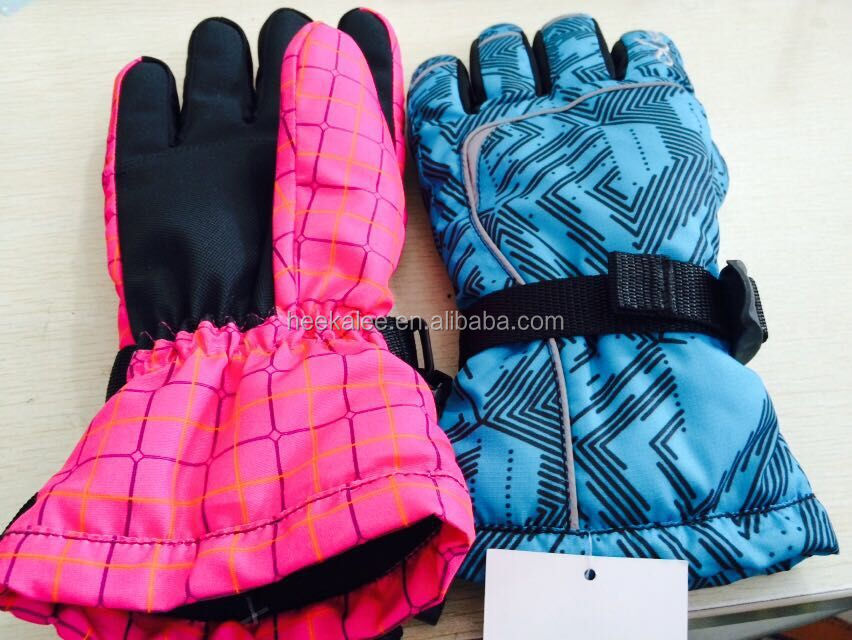 女性スキー手袋2015five指格子縞のパターン高品質のスポーツ手袋工場仕入れ・メーカー・工場