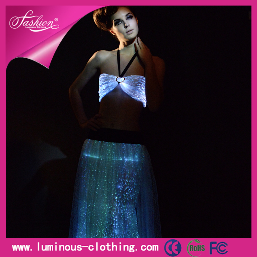 新しい発光ブラジャーとスカート光を設定し照らされたダンス衣装ドレス仕入れ・メーカー・工場