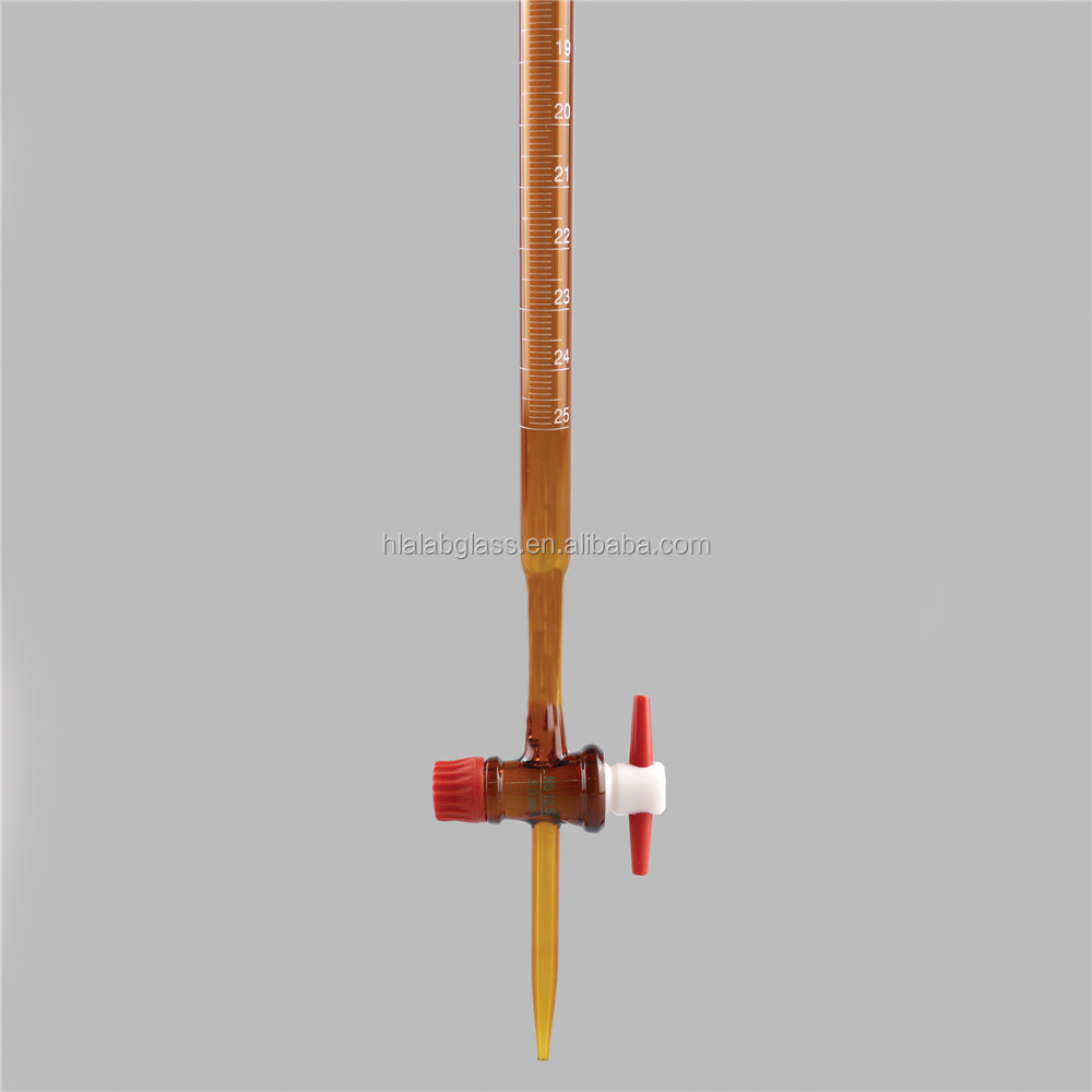 burettes, class b, amber, with graduations, with straight ptfe