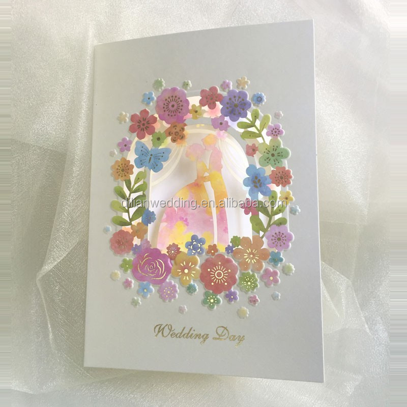 グレーリボン装飾ピュアホワイトベンガル結婚式の招待カード仕入れ・メーカー・工場