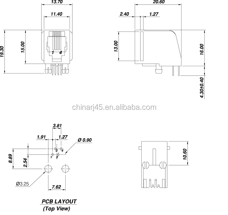 rj9rj10rj11rj224p4cpcbモジュラージャック仕入れ・メーカー・工場