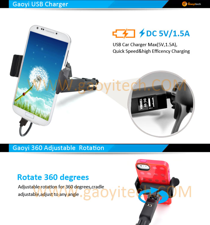 新しい3.5~5.3インチ電話ホルダー、 スマートフォンホルダを持つ単一の車のusb充電器( hc34n)問屋・仕入れ・卸・卸売り